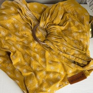 WildBird Mustard Yellow Ring Sling with Cream Sun Motif
